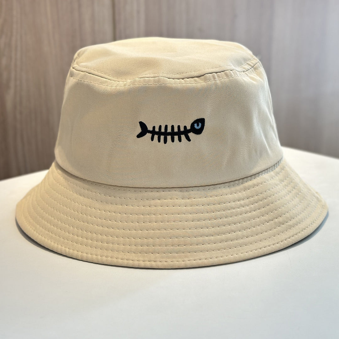 Stylish Bucket Hat with Unique Fish Embroidery