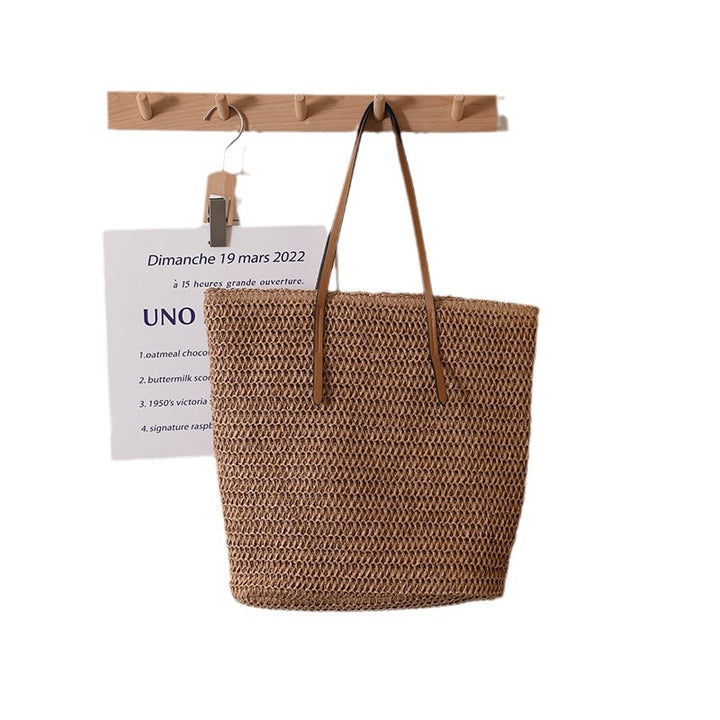 Braided shopping bag with elegant leather handles Bowlift
