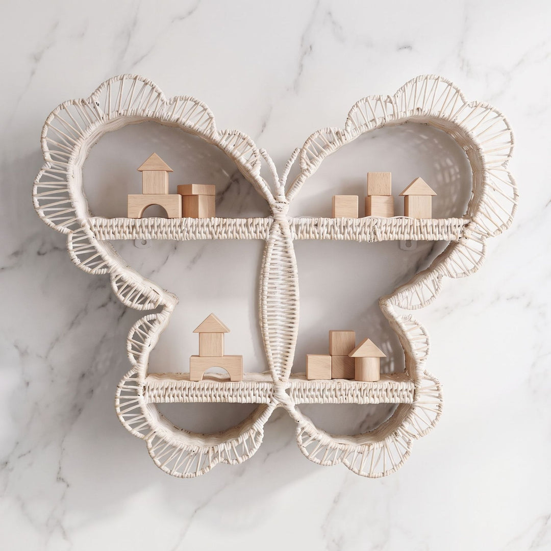 Playful wall shelf in butterfly design Bowlift
