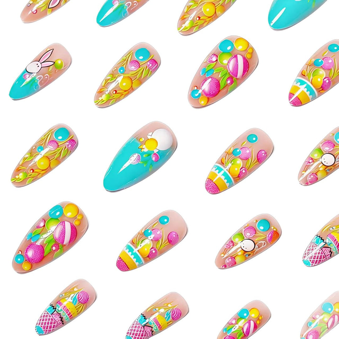 Artificial nails with cheerful Easter design Bowlift