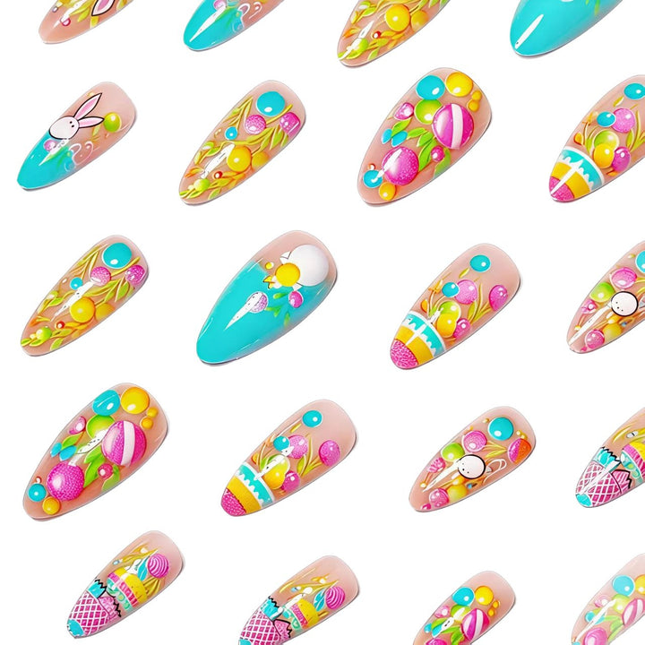 Artificial nails with cheerful Easter design Bowlift