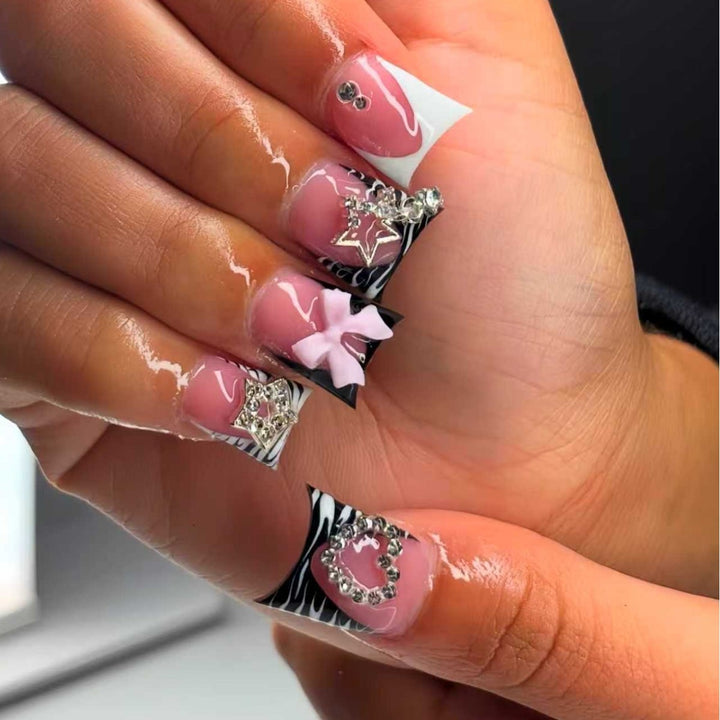 Artistic 3D Embellished Press-On Nail Extensions Bowlift