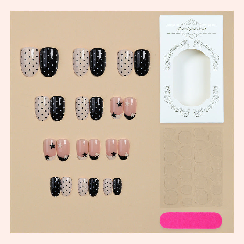 Chic Polka Dot and Star Press-On Nail Set Bowlift