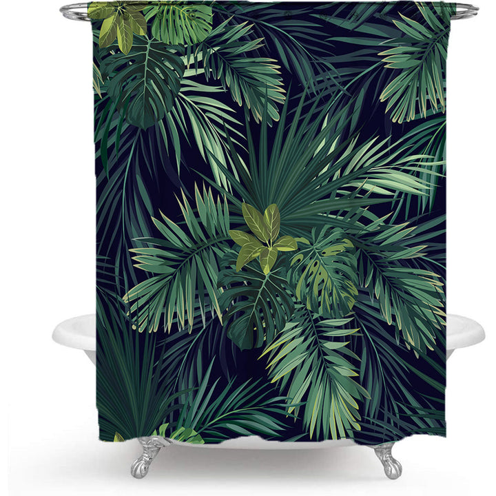 Tropical Leaf Print Shower Curtain Bowlift