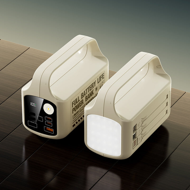 Portable power bank with integrated LED lighting and high capacity Bowlift