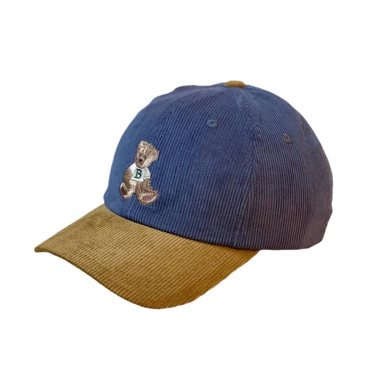 Women's Corduroy Baseball Cap with Teddy Bear Embroidery Bowlift
