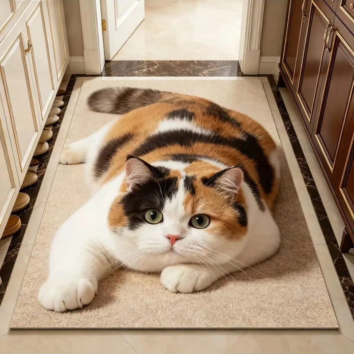 Plush Cat-Themed Area Mat