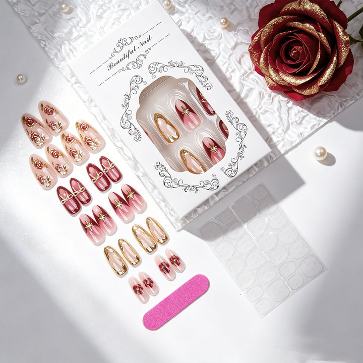 Elegant artificial nails with floral decorations Bowlift