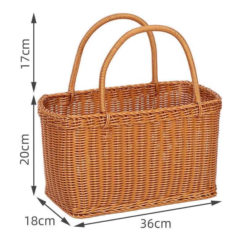 Handcrafted Rectangular Wicker Storage Basket Bowlift