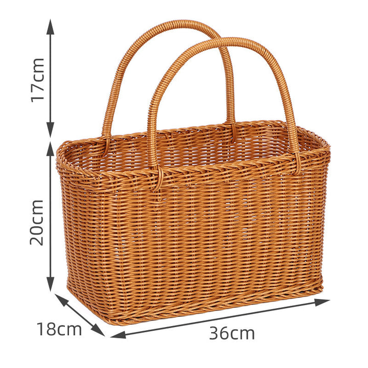 Handcrafted Rectangular Wicker Storage Basket Bowlift
