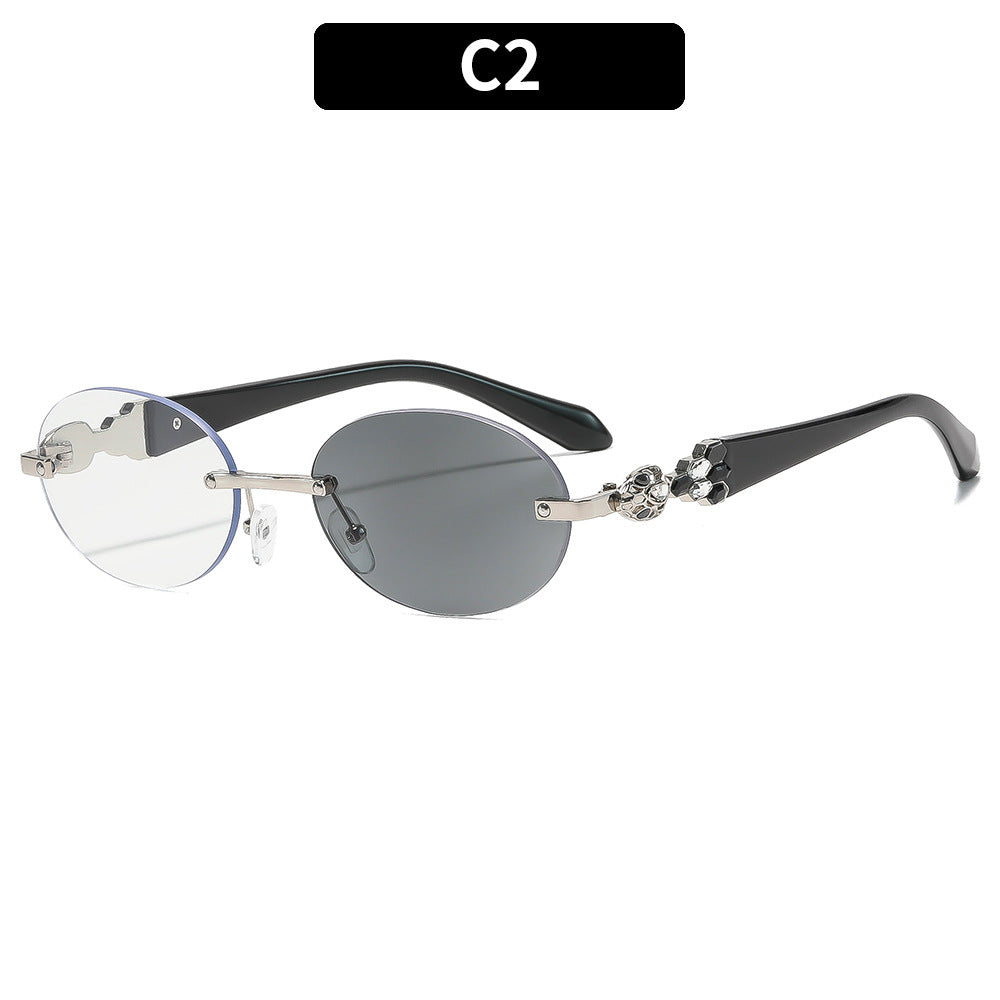 Artistic Dual-Lens Oval Sunglasses