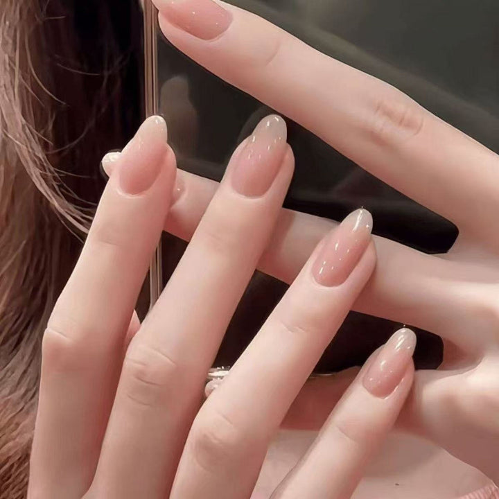 Natural Glossy Almond-Shaped Press-On Nail Tips Bowlift
