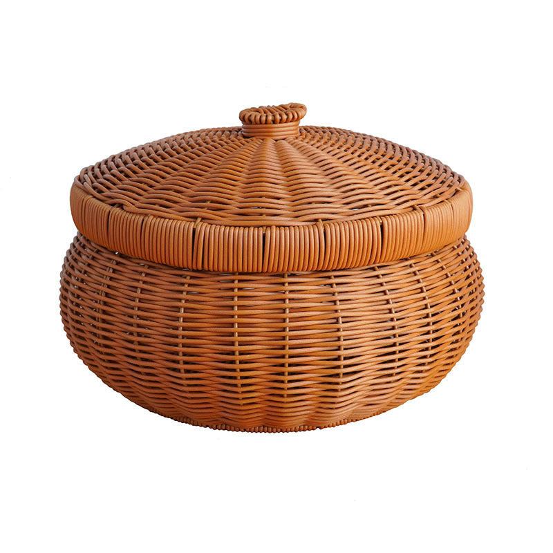 Women's Round Storage Basket with Lid Bowlift