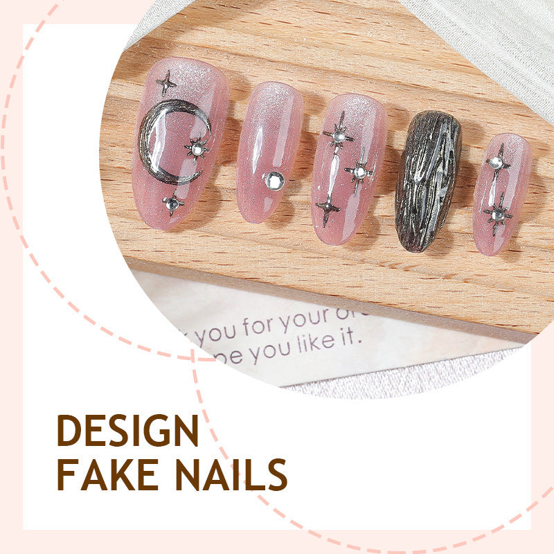 Creative nail art set with stylish star and moon designs Bowlift