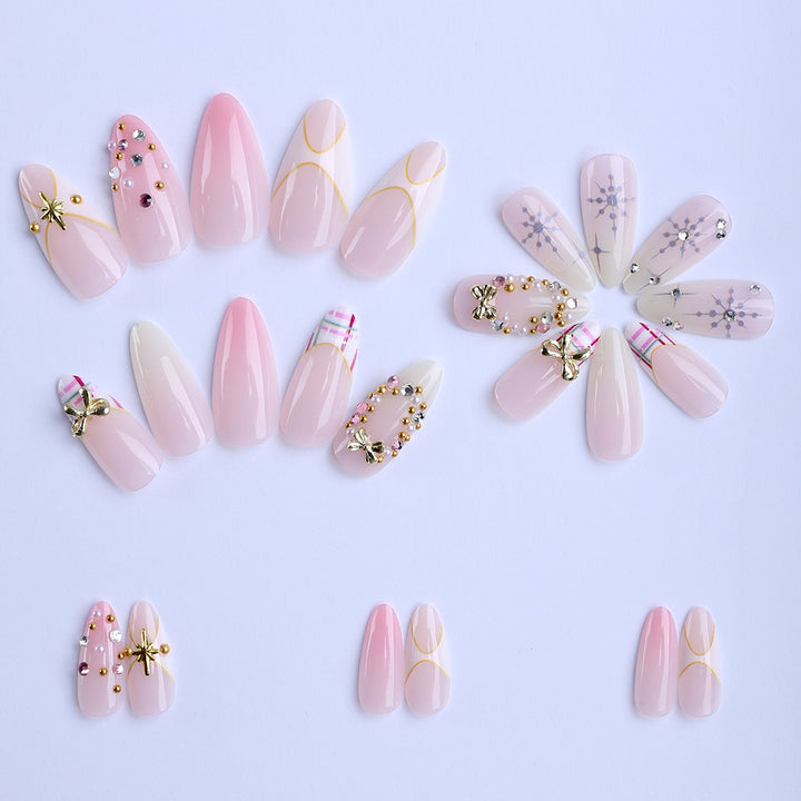 Artificial nails with luxurious 3D applications and elegant decorations Bowlift