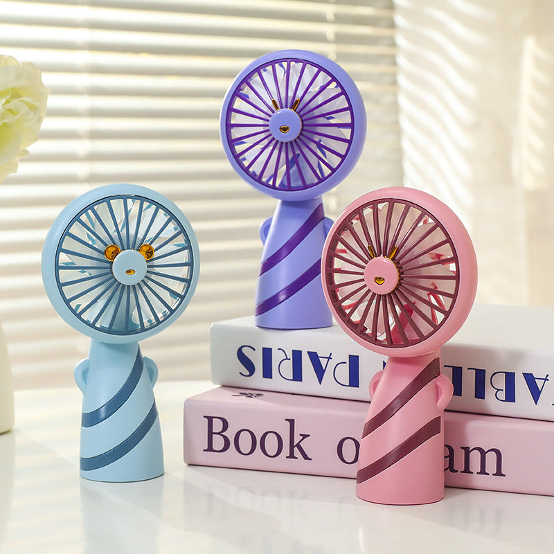 Women's Portable Handheld Fan with Ergonomic Grip and Cute Animal Design Bowlift