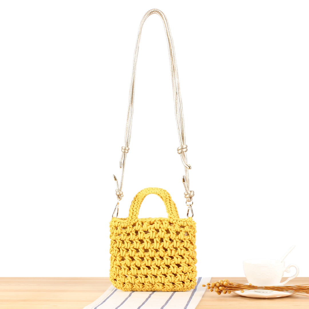 Handbag Made of Handmade Macrame with Adjustable Shoulder Strap Bowlift