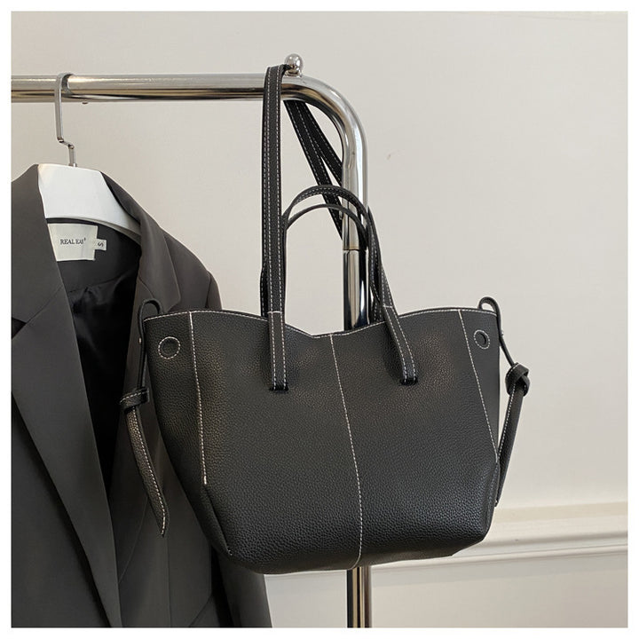 Textured Leather Everyday Tote Bag Bowlift