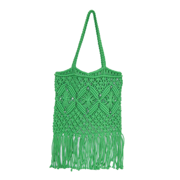 Macrame shoulder bag with fringed design Bowlift