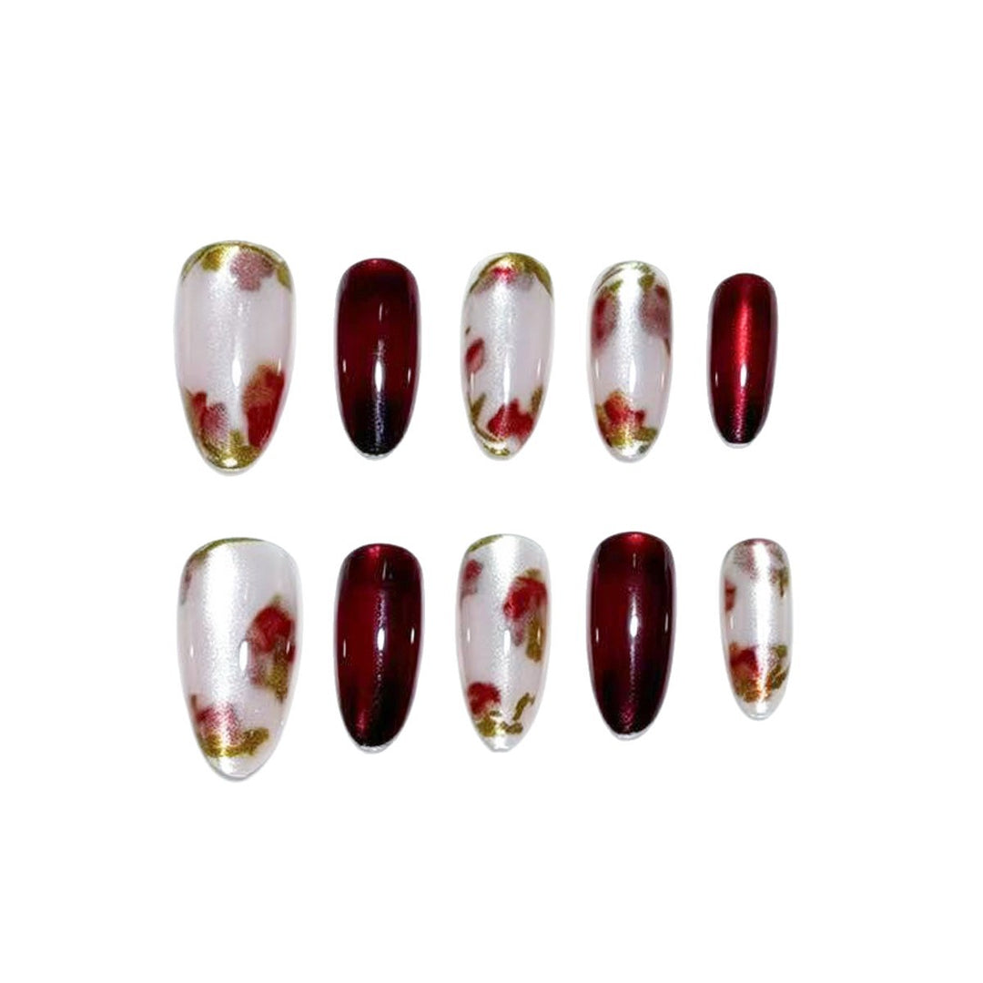 Premium Decorative Floral Press-On Nail Art Bowlift