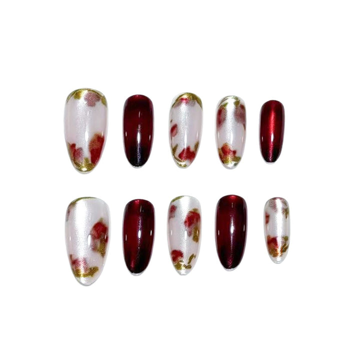 Premium Decorative Floral Press-On Nail Art Bowlift