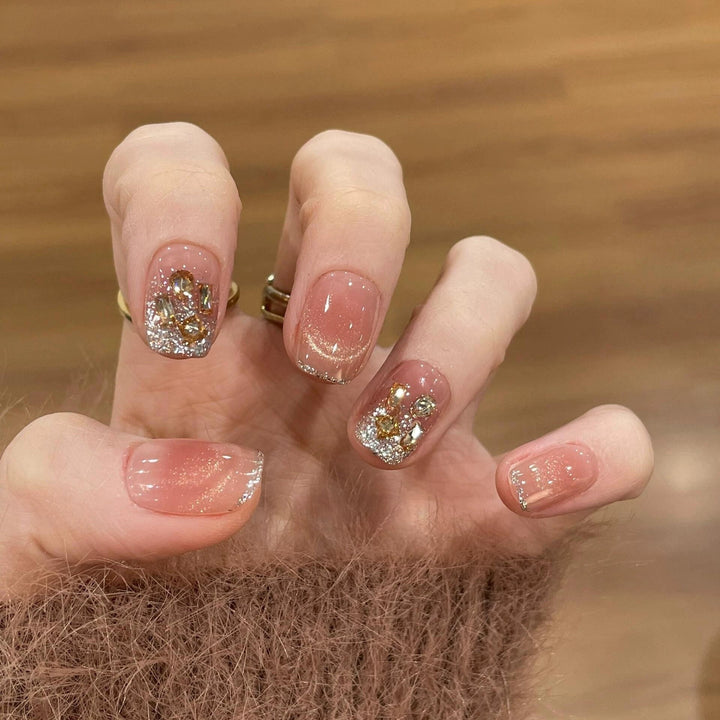 Glamorous Rhinestone Press-On Nails Bowlift