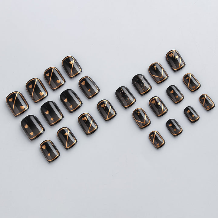 Elegant Heart-Embellished Press-On Nails Bowlift