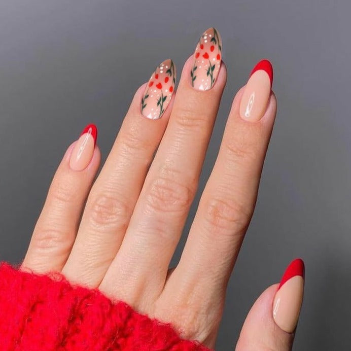 Decorative Floral Press-On Nails Bowlift
