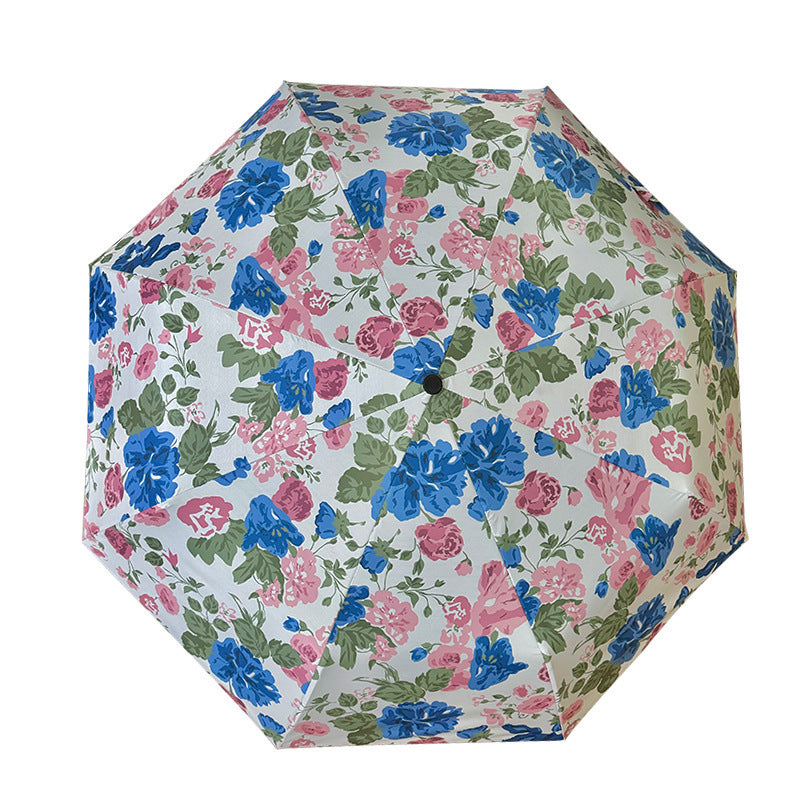 Women's Folding Umbrella with High-Quality Floral Design Bowlift