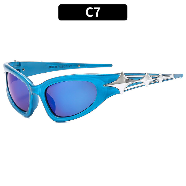 Futuristic Star-Detail Shield Sunglasses
