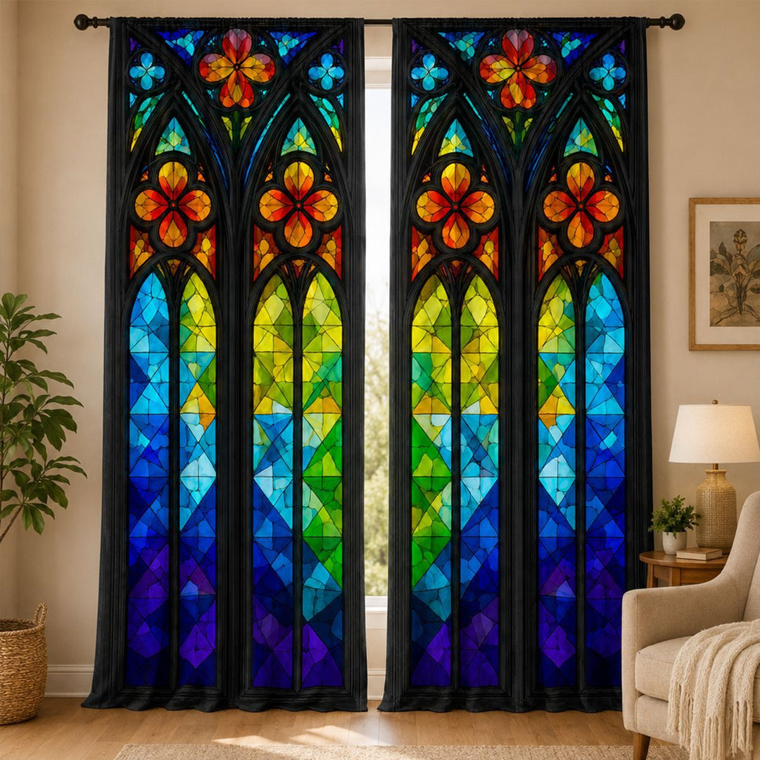 Stained Glass Inspired Decorative Window Curtains