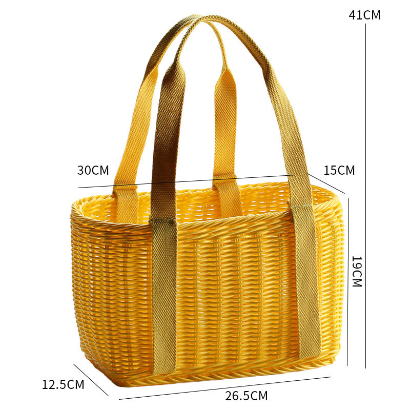 Unisex Robust braided shopping basket with comfortable fabric handles Bowlift
