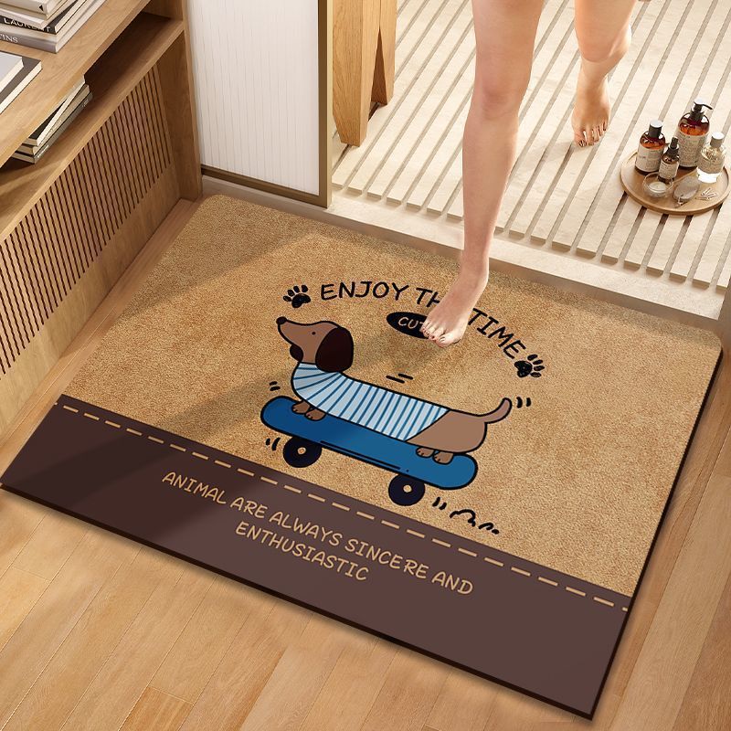 Cute Cartoon Dog-Themed Plush Bath Mat