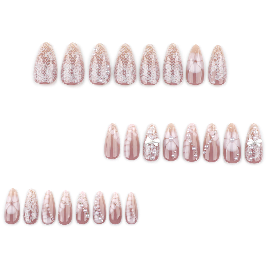 Artful Nail Extensions with Delicate Accents Bowlift