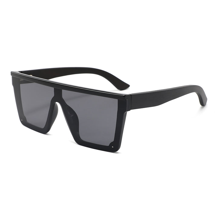 Rimless oversized cat eye polarized sunglasses with wood-effect temples Bowlift