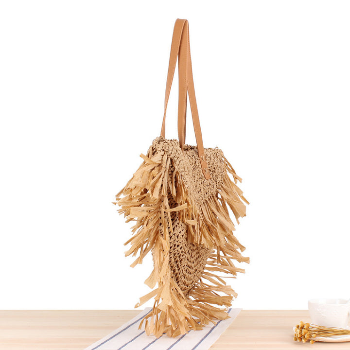 Trendy Straw Bag with Fringed Design Bowlift