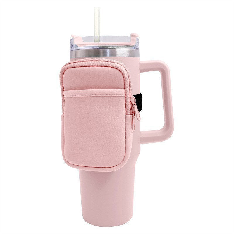 Unisex cup holder with practical pocket Bowlift