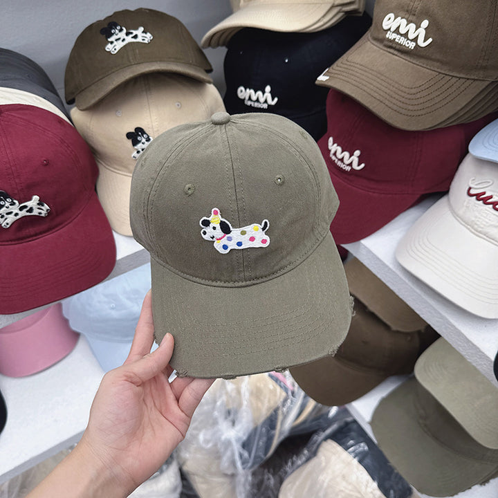 Women's Cute Embroidered Dog-Themed Baseball Cap Bowlift