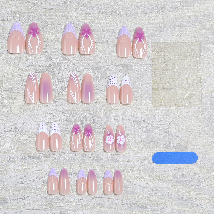 Artifical nails with delicate floral and geometric patterns Bowlift