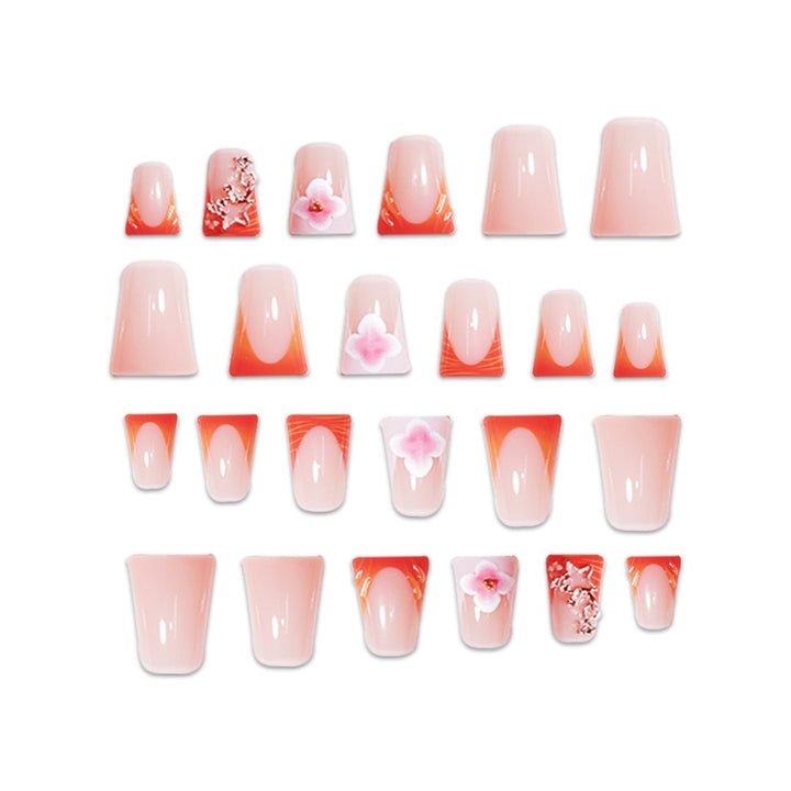 Floral Accent Press-On Nail Set Bowlift