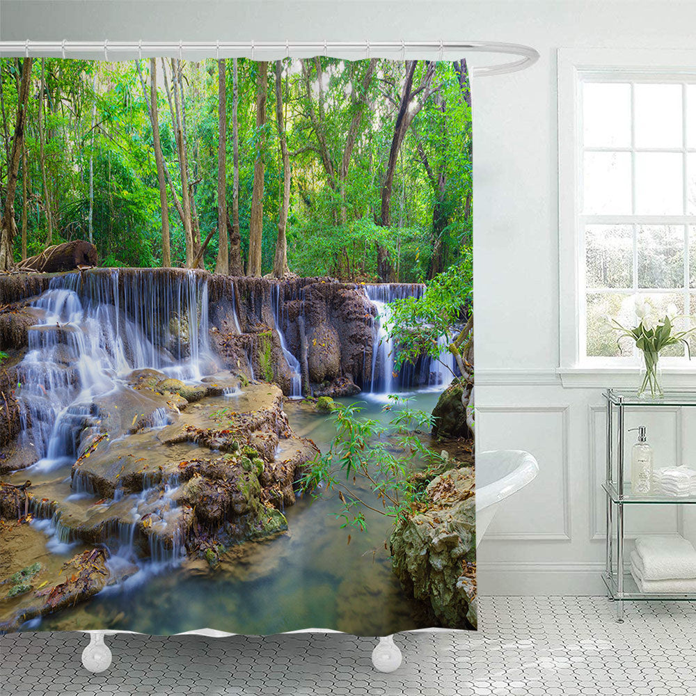 Scenic Waterfall Print Shower Curtain Bowlift