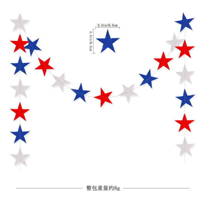 Unisex decorative pennant chain made of weatherproof polyester with star-and-stripe motif and robust attachment tape Bowlift