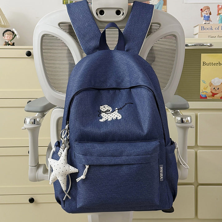 Cartoon-Embroidered Backpack