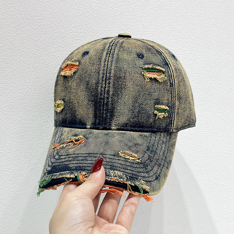 Women's Distressed Denim Baseball Cap Bowlift   1784084142