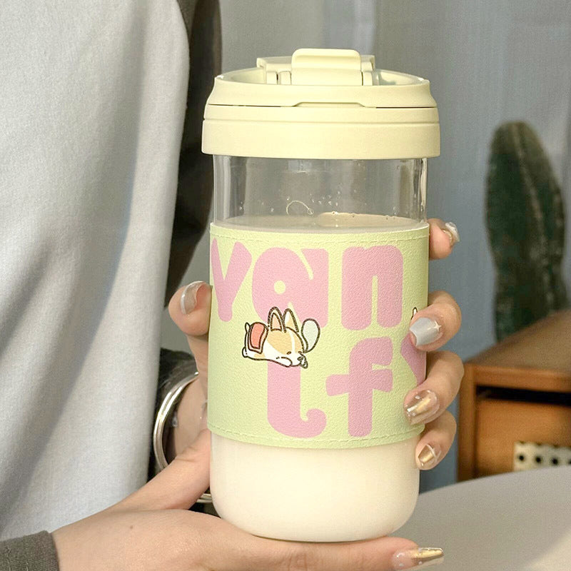 Ladies Insulated Drinking Cup with secure flip closure and cute cat design Bowlift