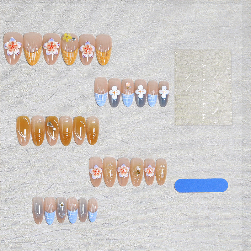 Acrylic nail set with aesthetic floral accents and gloss finish Bowlift