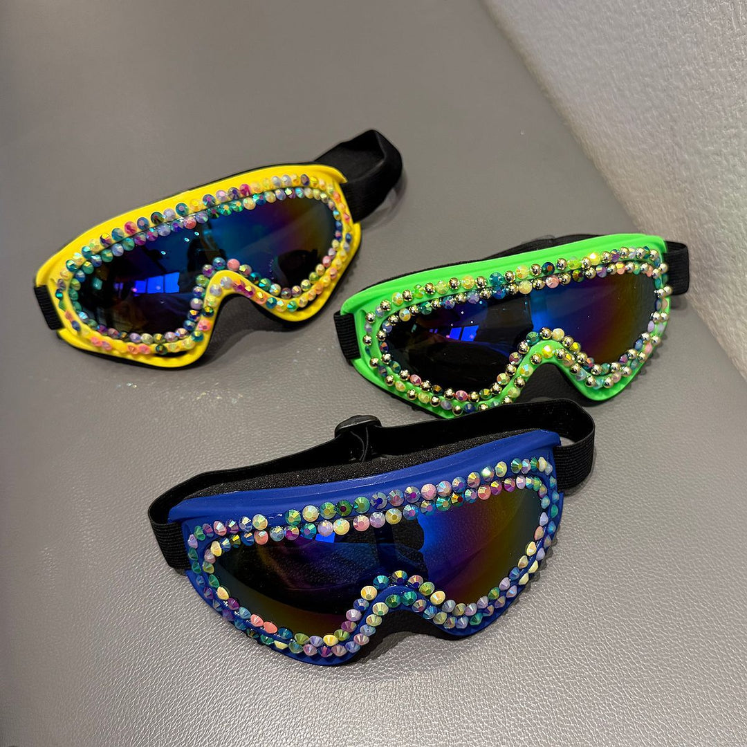 Ladies Ski Goggles with Sparkling Crystal Frame Bowlift