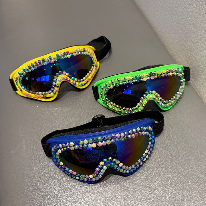 Ladies Ski Goggles with Sparkling Crystal Frame Bowlift