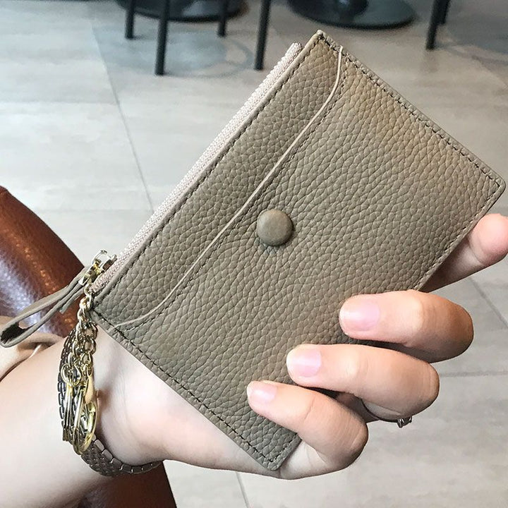 Textured  Leather Zip Card Holder Bowlift