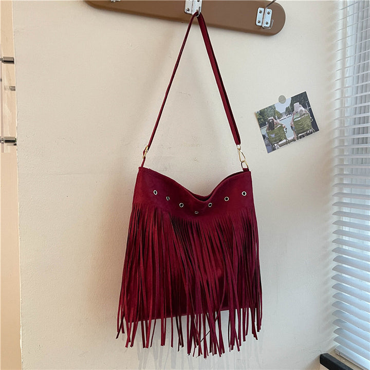 Fringe Suede Crossbody Bag Bowlift